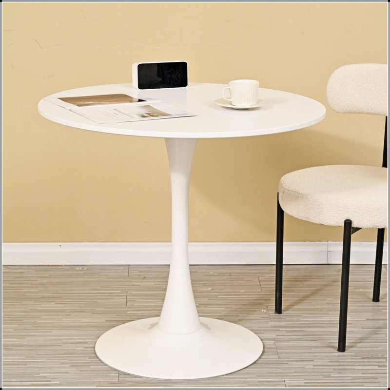 ROUND DINING TABLE,OFFICE TABLE,COFFEE TABLE, 28.54" H x 31.5" W x 31.5" D, White