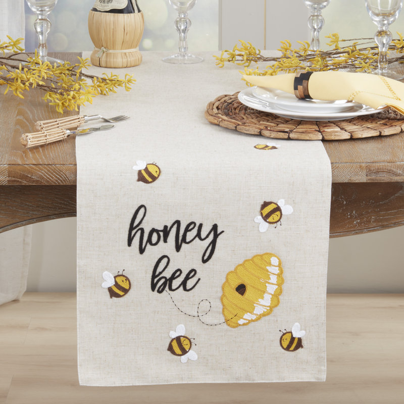 Chemin de table Honey Bee Text Linen