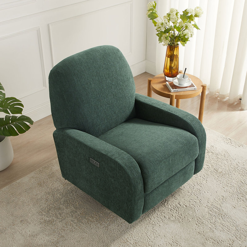 Fauteuil inclinable électrique oscillant pivotant de 31,7 po de largeur avec port USB Type-C, Green