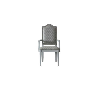 Chaise avec accoudoirs House 2 pièces, tissu gris deux tons et finition gris perle House