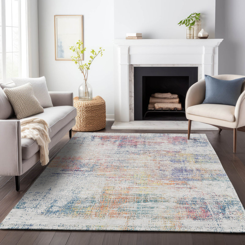 Tapis ivoire intérieur / extérieur en polyester tissé à la machine Malchow, Rectangle 8 pi x 10 pi