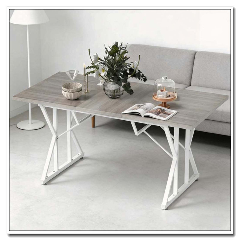 Table extensible de style nordique à base solide et robuste, Gris