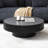 Black mdf coffee table, 39.37-inch modern handcrafted drum design, round wood coffee table for living room use