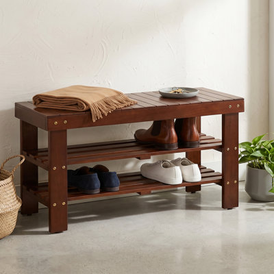 Contemporary Style Premium Solid Wood Shoe Bench