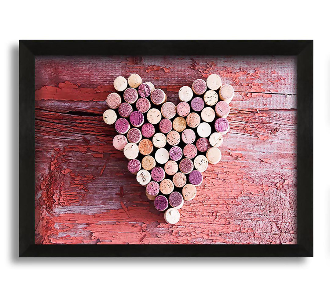 Gerahmtes Leinwandbild Wine Cork Love Heart