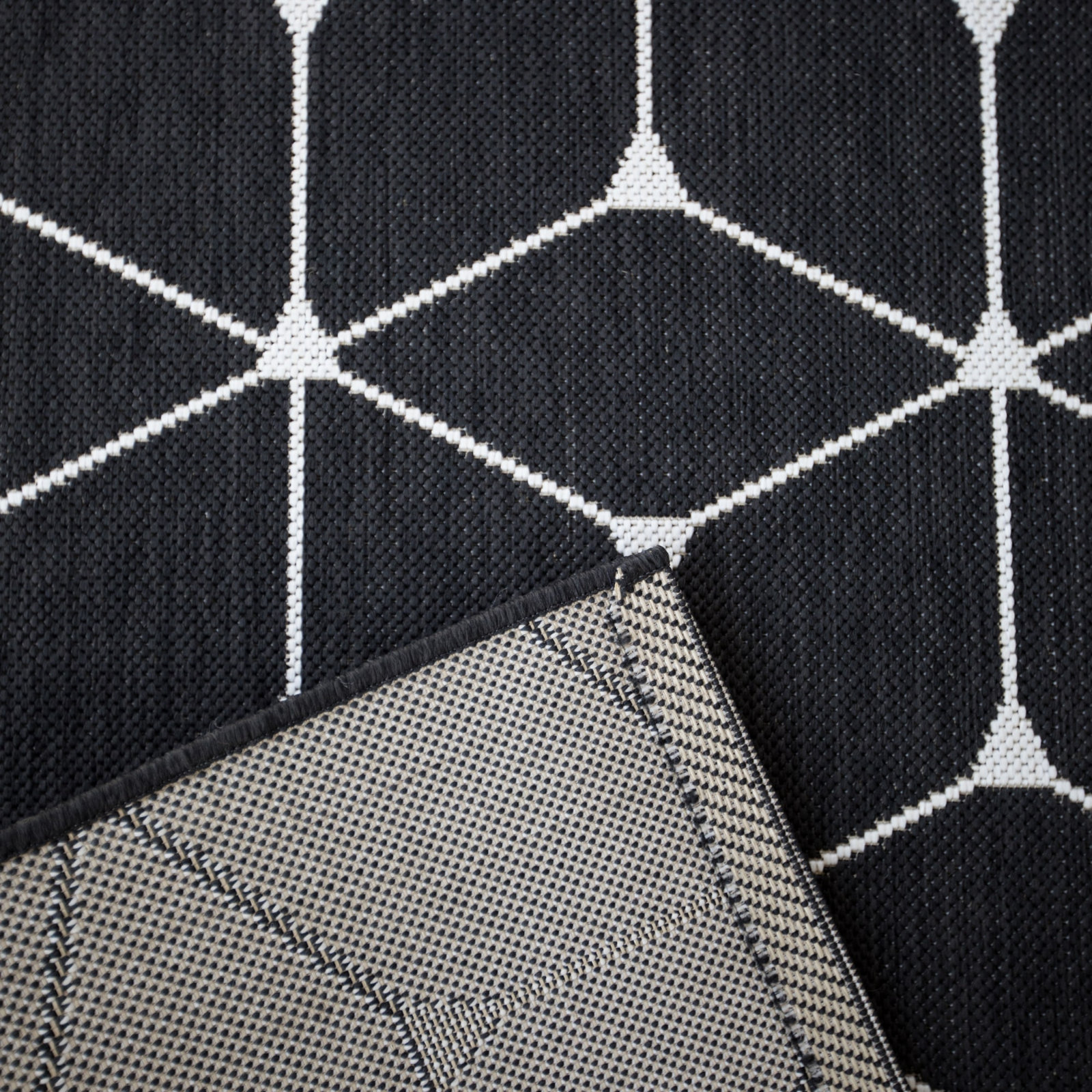 Abbi Black Indoor/Outdoor Rug, Runner 2' x 6'