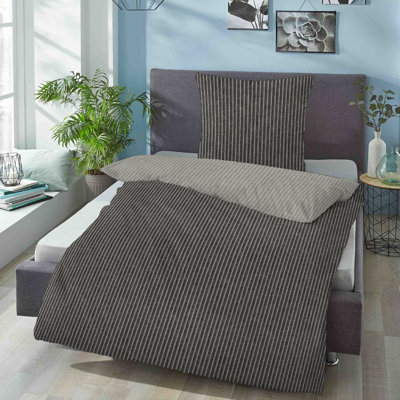 Cotton Striped Duvet Cover Set with Pillowcases