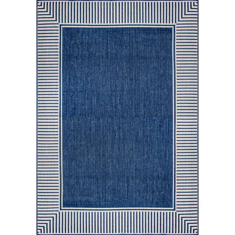 Alegre Bordered Indoor/Outdoor Rug, Rectangle 5' x 8', Tan