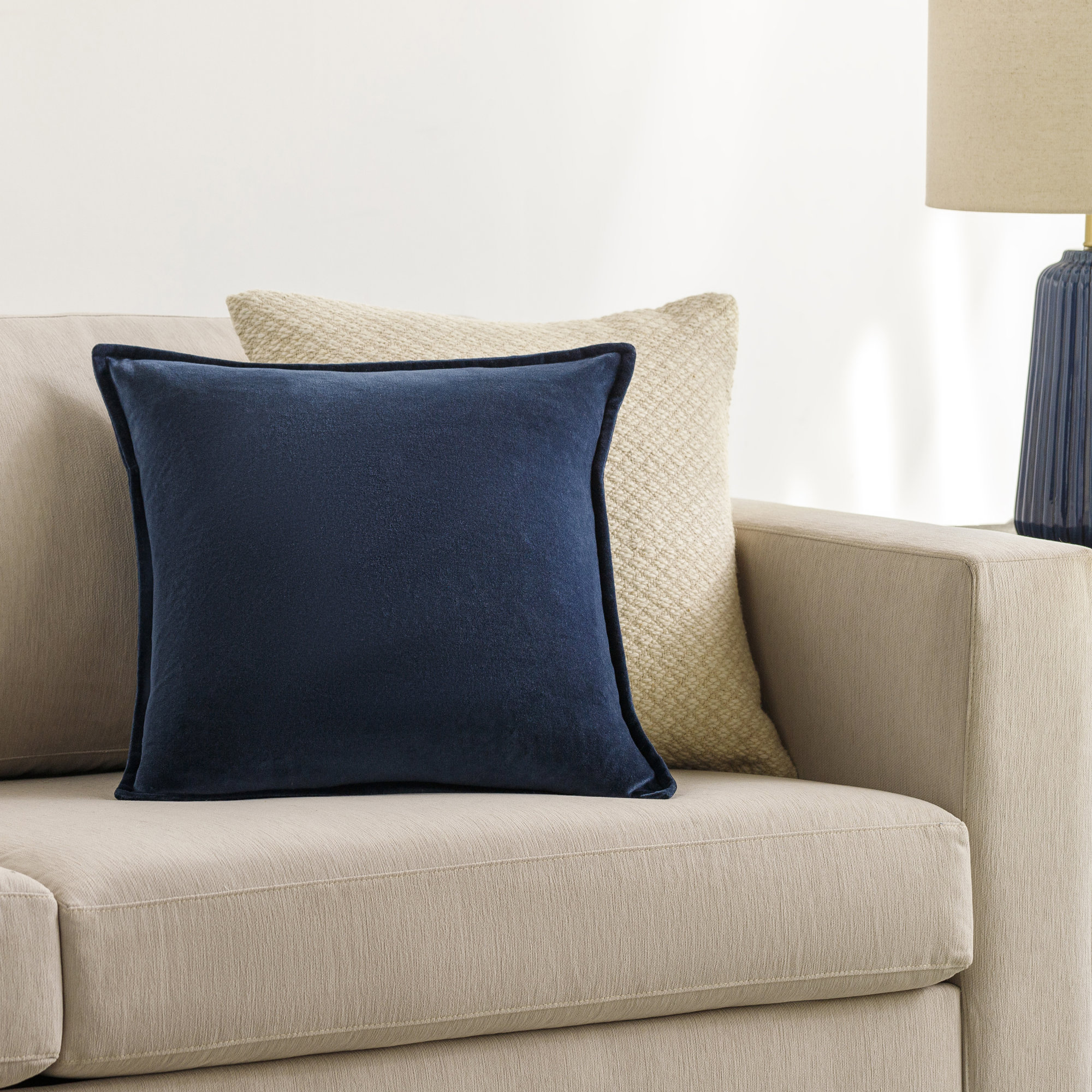 Edgar 100% Cotton Throw Pillow, 20"H x 20"W, Blue, Pillow Cover Only - No Insert