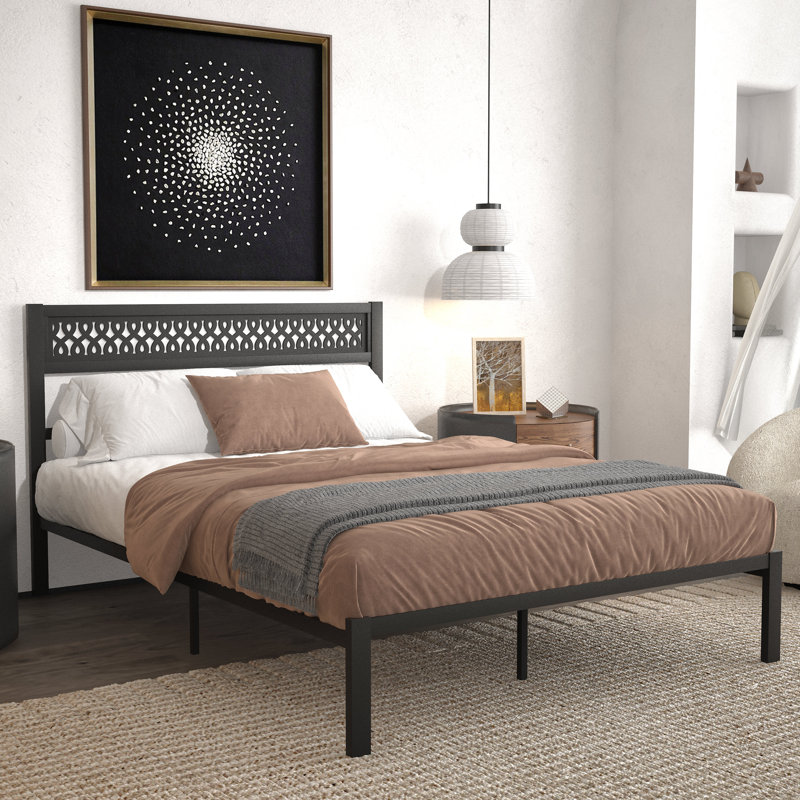 Lit plateforme Charin, Noir, Double