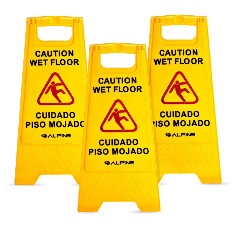 Bilingual Caution Wet Floor Sign