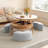 Modern Round Faux Marble Lift-Top Coffee Table Set with Stools and Storage