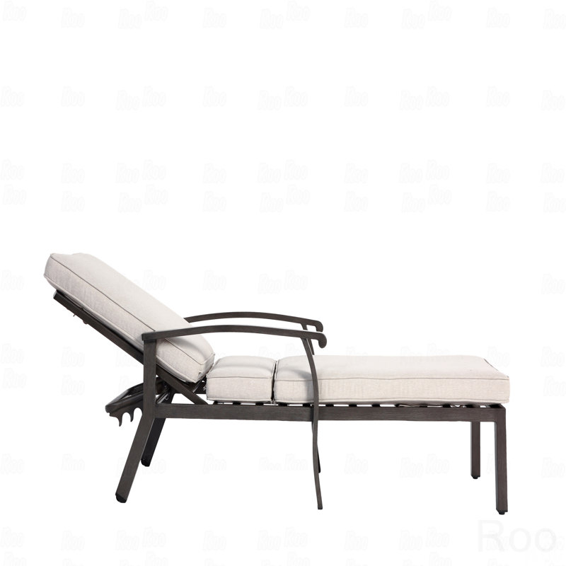 Outdoor Patio Lounge Chair, Aluminum Cast, Beige