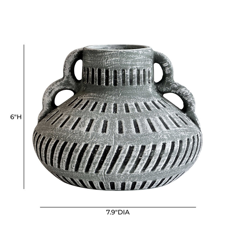 Vase à fleurs bleu en faïence Aztec
