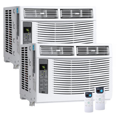Ensemble de 2 climatiseurs de fenêtre intelligents WiFi de 6 000 BTU, refroidissant 250 pieds carrés, télécommande et application, blanc facile à installer