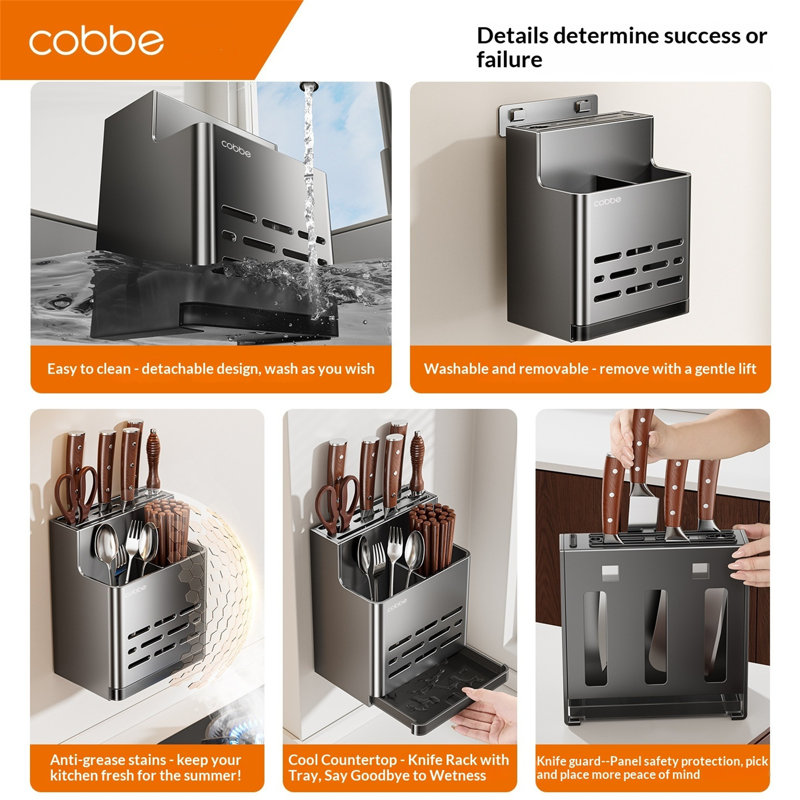 Porte-couteaux et porte-ustensiles en acier inoxydable, Gris