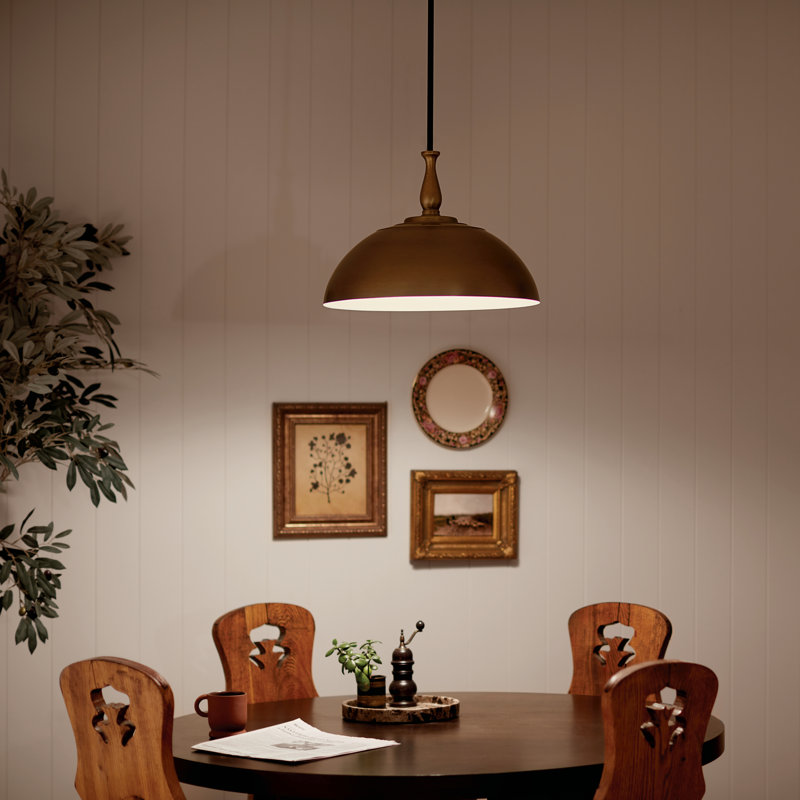 1 - Light Single Pendant, Natural Brass, 16.25" H x 18" W x 18" D