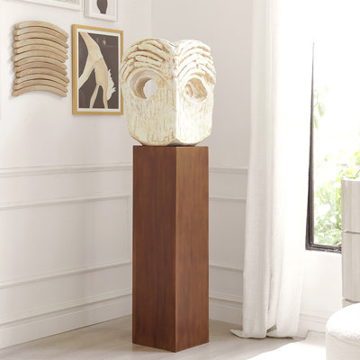 Blanc, fibre de verre brun, objet décoratif en bois