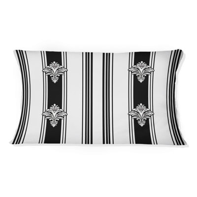 Black White Pinstripe Pattern I - Modern Lumbar Pillow