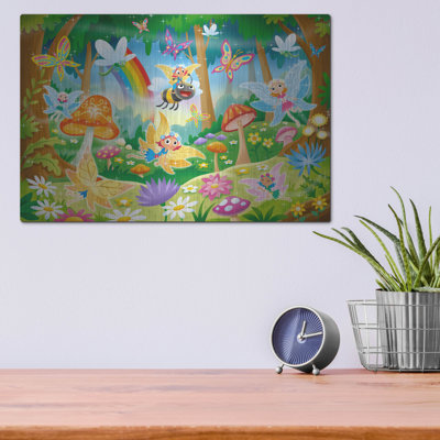  «Fairy Forest Fantasy» par DoodleScapes, art mural en métal, 16 po x 12 po