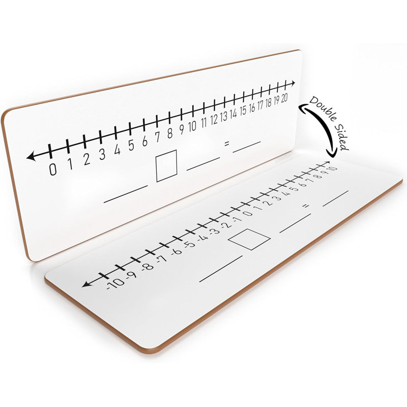 Scribbledo Negative Number Line Board 4”x12” Inch Lapboard Double Sided White Board Featuring -10 Through +10 Number Line & 0-20 Dry Erase Students Desk Whiteboard Math Manipulatives
