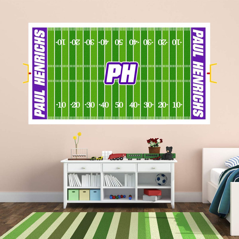 Adhésif décoratif champ de football personnalisé, 12 po x 24 po, Mauve