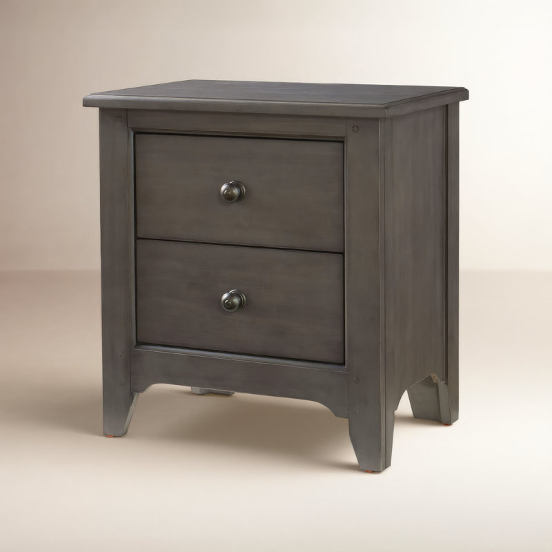 Table de chevet en bois massif Mabank, Gris