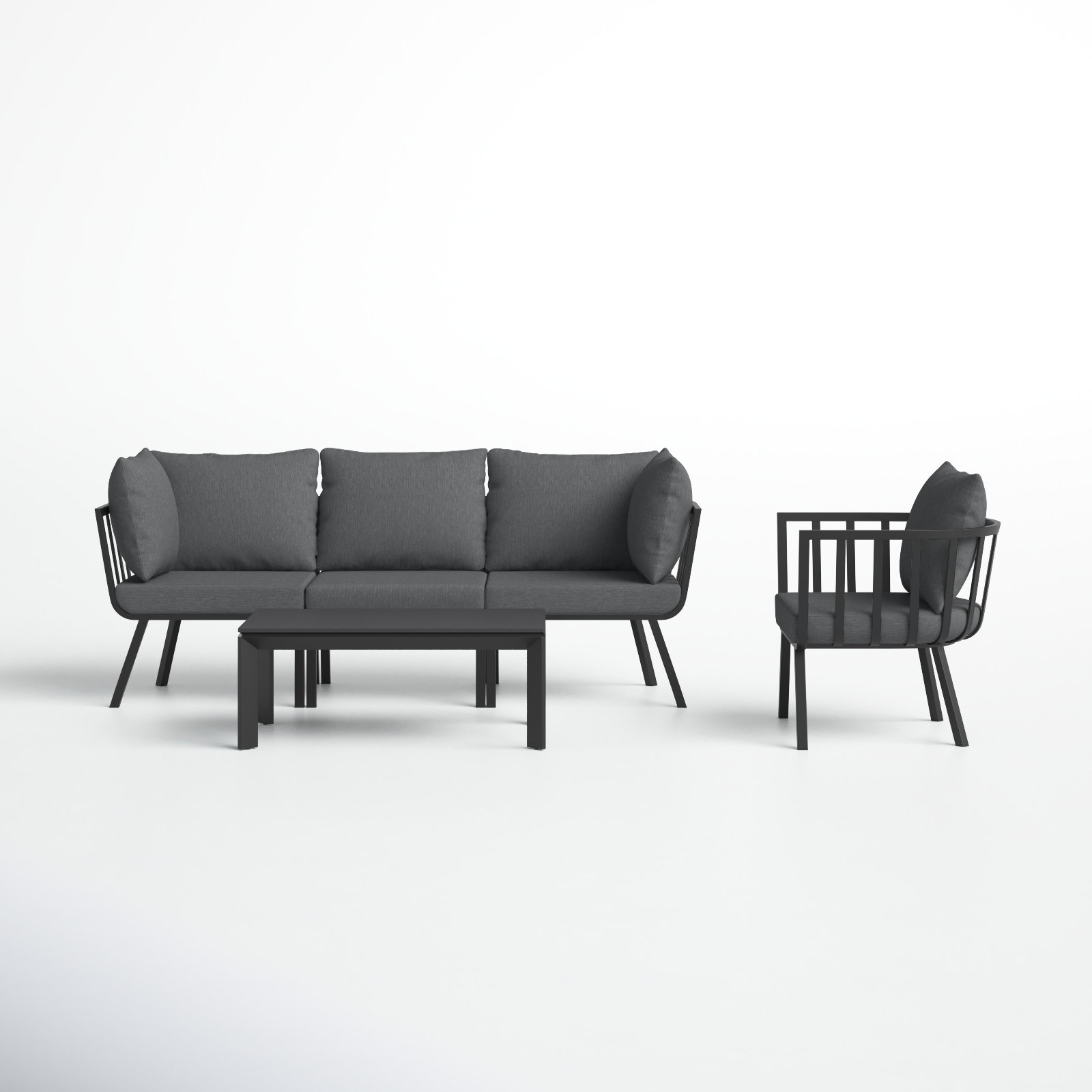Riverside 4-Person Patio Seating Group, Gray Frame/Charcoal Cushion