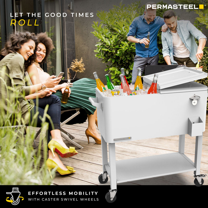 Permasteel 80-Qt Outdoor Patio Cooler with Removable Basin, White