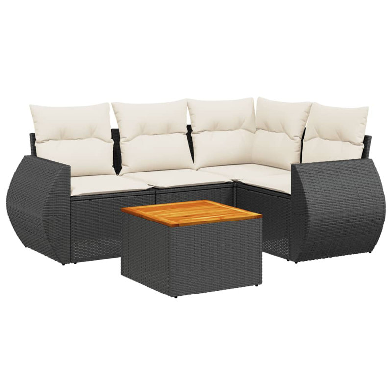 Ensemble de canapé de jardin Vidaxl noir, blanc crème