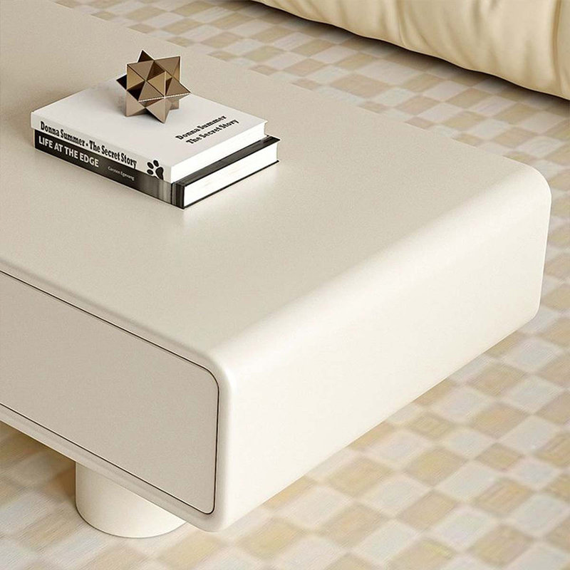 Table basse rectangulaire en bois manufacturé blanc crème, H 14,96 po x L 51,18 po x l 27,56 po