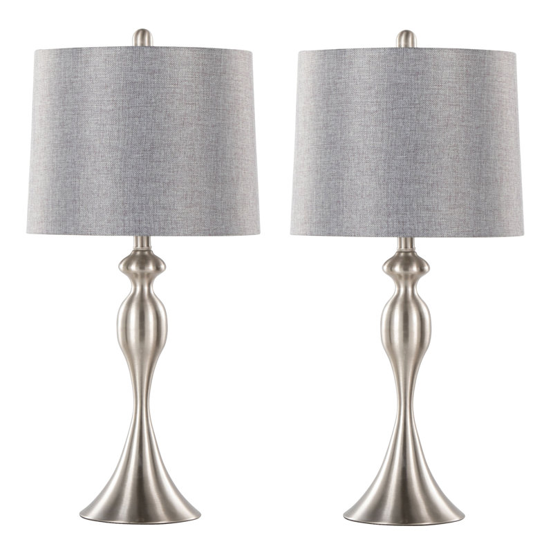 Lampe de table contemporaine en métal, Argent argent, Gris