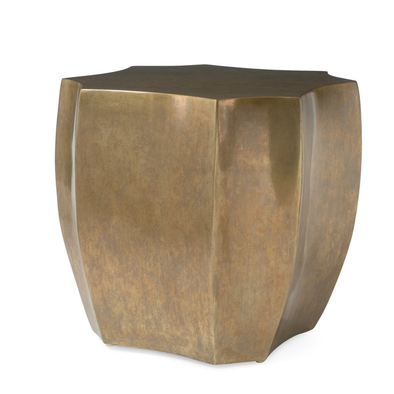 Grand Tour Stone End Table, Antique Brass
