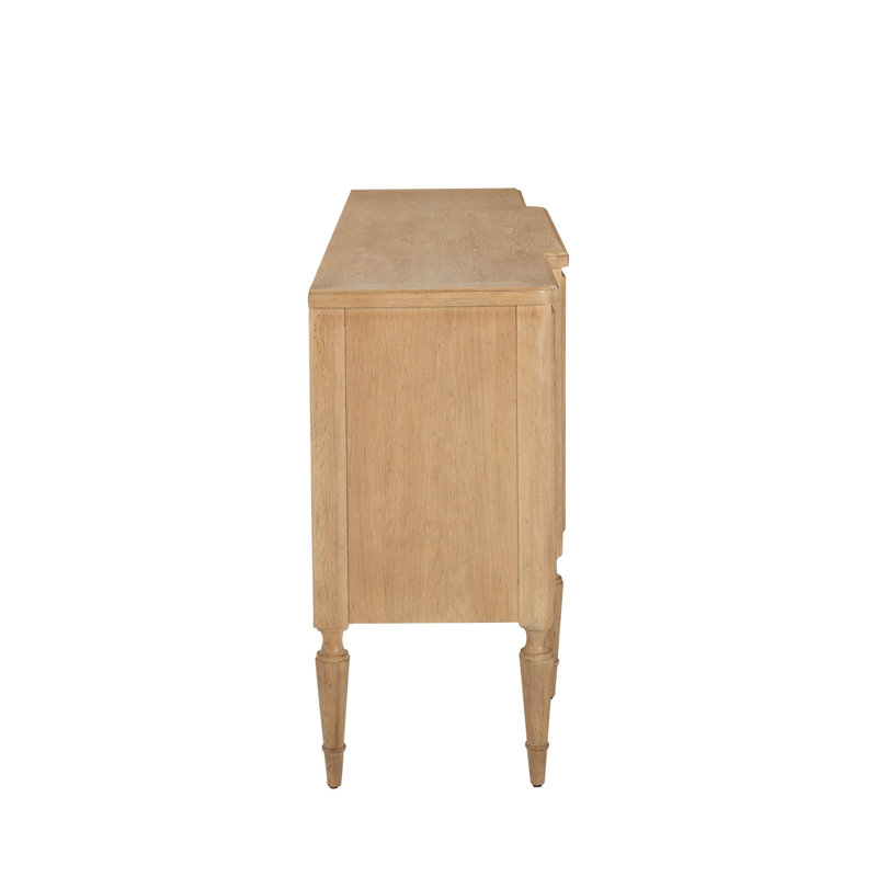 Mathis Wood Sideboard - 3 Shelves, Rustic French Oak/Aged Antique Brass