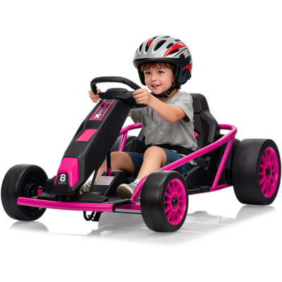 Kart pour enfants Ride On Go, moteurs 2 x 300 W avec batterie de 24 V et 9 Ah, voiture circulant à la dérive à une vitesse de 8MPH, jouet électrique à démarrage lent, musique, klaxon, charge maximale de 155 lb, jouet de course pour enfants de 8 ans et plus