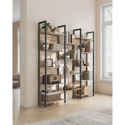 Jaliyah 166cm H x 158cm W Steel Etagere Bookcase