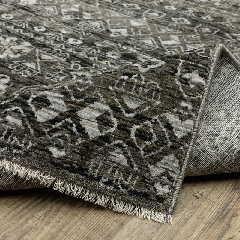 Tapis rectangulaire noir / gris Aldred, Rectangle 6 pi 7 po x 9 pi 6 po