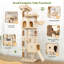 Arbre à chat 80 po pour grands chats, tour à chat multi-niveaux pour 4 chats et plus avec 2 condos et hamacs, aire de jeu en velours doux, arbre à chat d'angle peu encombrant, facile à assembler-1946060866