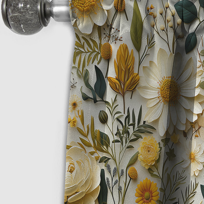 Earthy Greens Accents - Rideau à motif floral - Rideau occultant à motif floral - 1 panneau, L 52 po x L 84 po