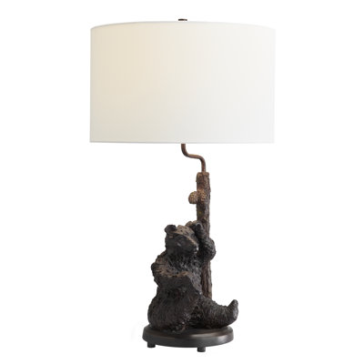 31" Resin Table Lamp With Oat Shade