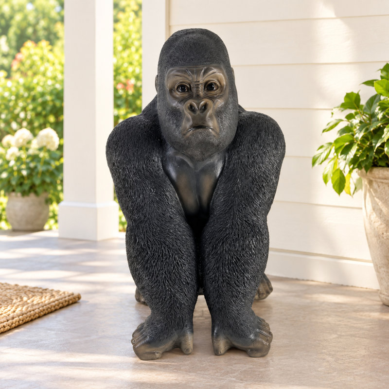 Sitting Gorilla Garden Statue