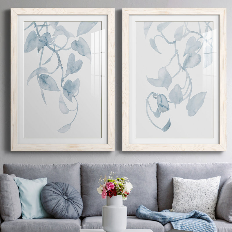 Pothos Penumbra I - ensemble de 2 peintures encadrées, H 31,5 po x l 47 po x P 1,5 po, Blanc