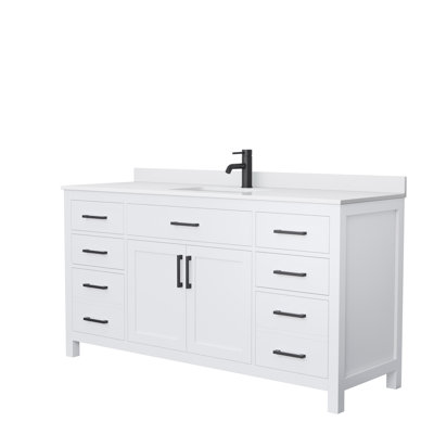 Meuble-lavabo simple autoportant de 66 po avec plateau en marbre Beckett