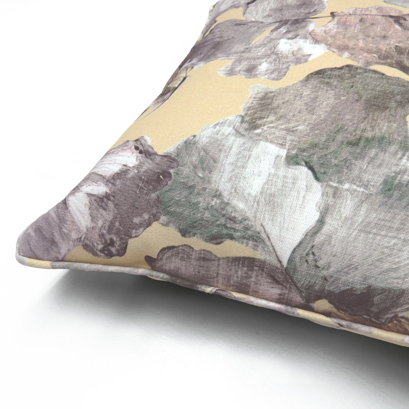 Conway Floral Square Throw Cushion, Polyester, Yellow/Grey/Brown