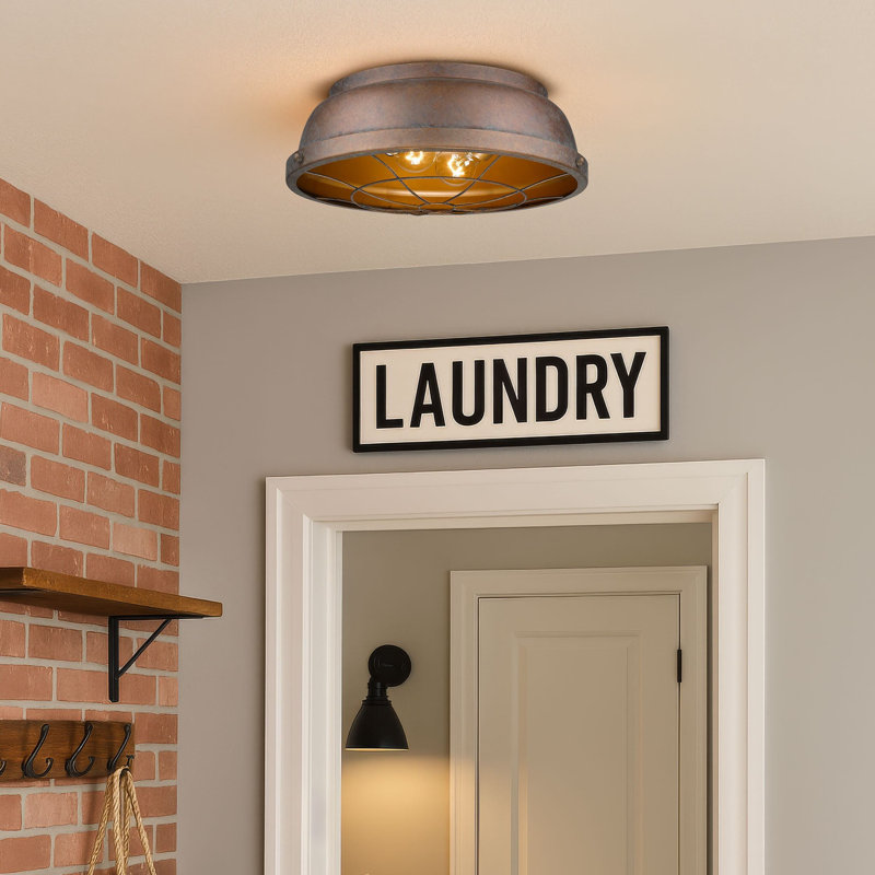Copper Patina Rustic Flush Mount Ceiling Light