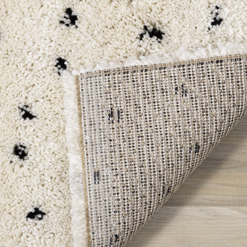 Tapis crème / noir Trotter Karn, Rectangle 5 pi 3 po x 7 pi 7 po