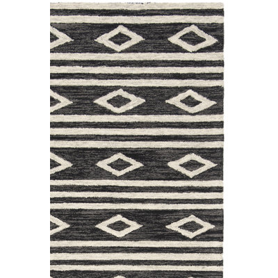 Vedika Hand-Tufted Wool Charcoal/Ivory Area Rug