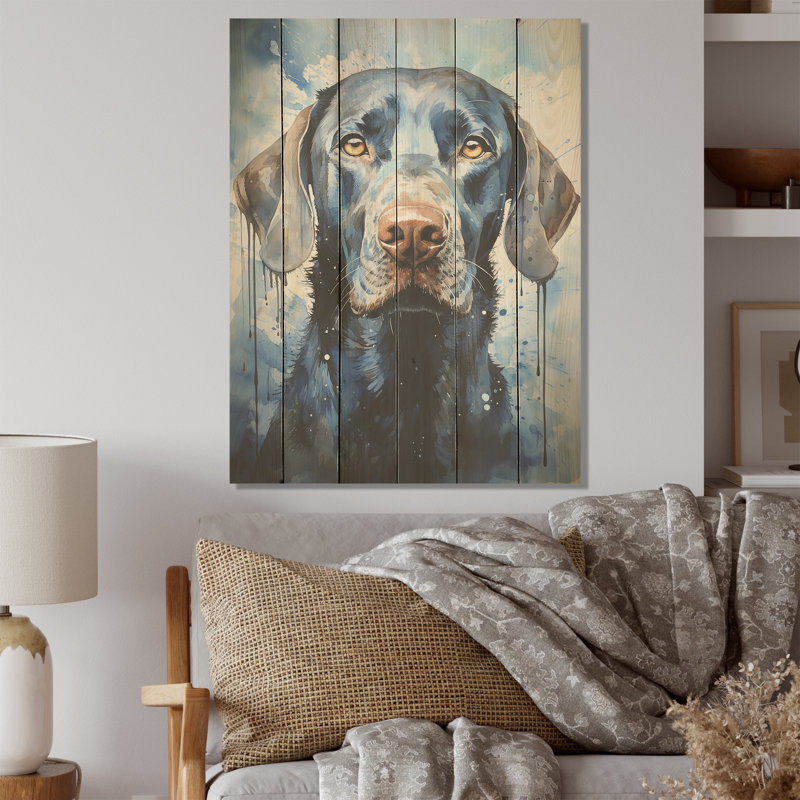 Chien majestueux Weimaraner - Art mural en bois sur bois de pin naturel, H 40 po x l 30 po