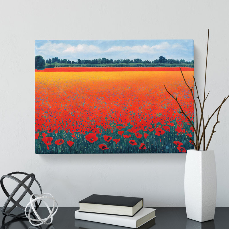 Fantastic Poppy Field Flowers - Wrapped Canvas, 50cm H x 76cm W x 3cm D