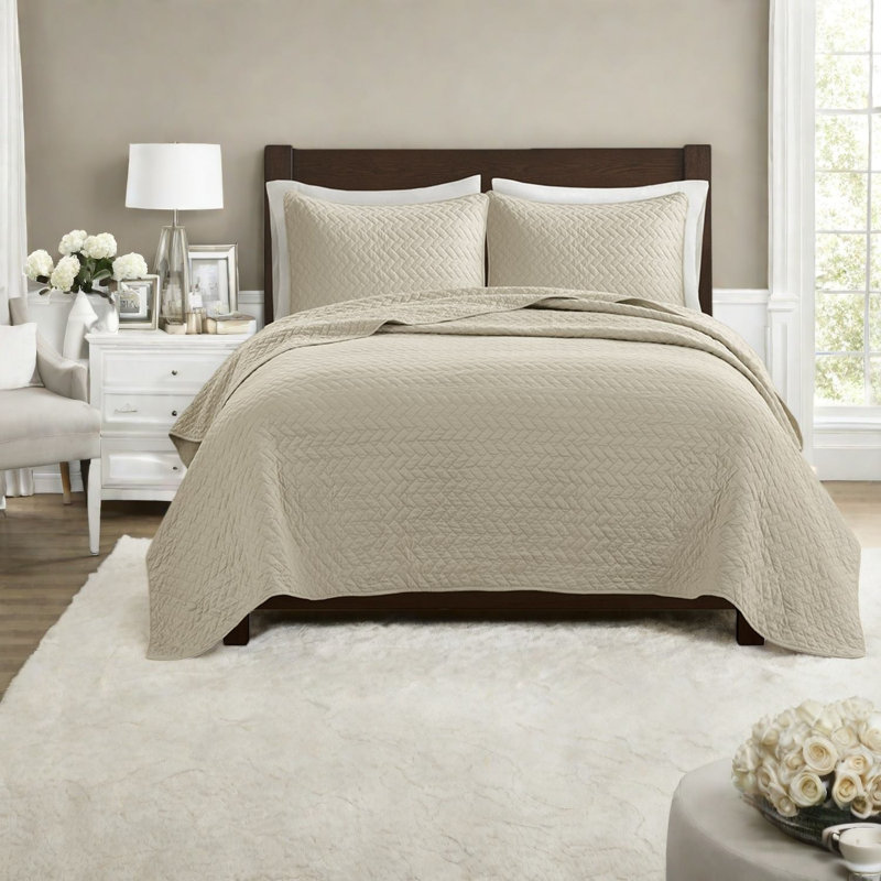 Oversized Queen Bedding Sets, Cotton Filled Herringbone Comfort For Home
